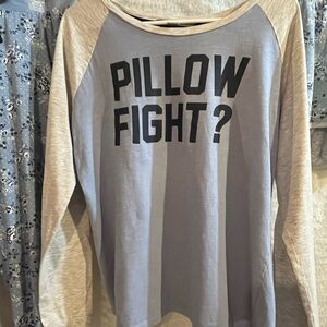 Women's Gray and Cream Pajama Top